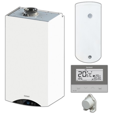 Termet Gold Plus II 20 + zasobnik SWK 100 L + regulator Termet ST-292 V2 bezprzewodowy + czujnik temperatury