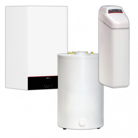 Viessmann VITODENS 100-W 25 kW Pakiet Kocioł + zasobnik Vitocell 200-V o pojemności 140l + zmiękczacz wody Aquastilla 25